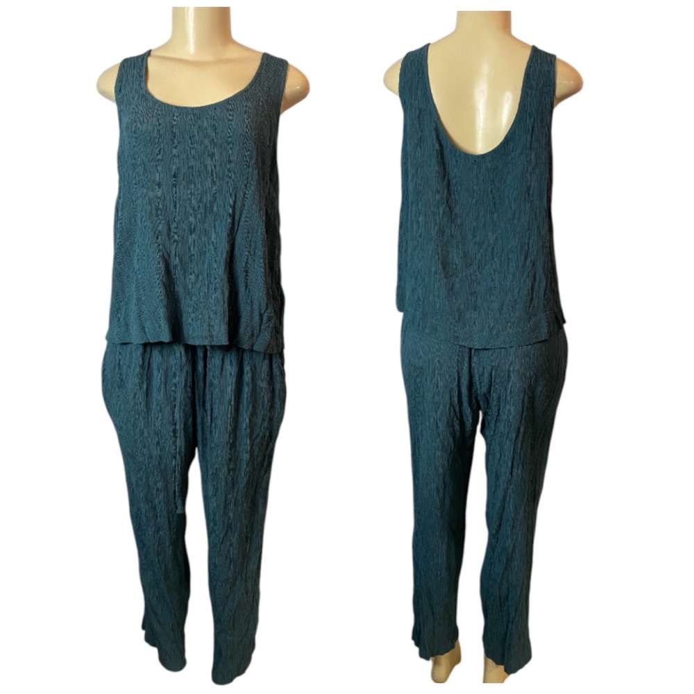 Haven Well Within Set Top Pants Teal Crinkle Texture Comfort NAIA Fibers Large